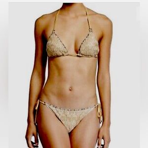 COPY - MISSONI MARE Gold Crochet Knit Triangle Bikini Size 38